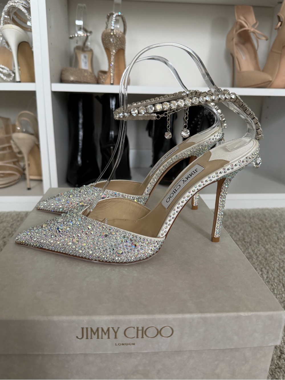 NEW Jimmy Choo Saeda Crystal Heels 39.5